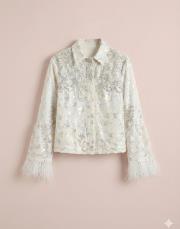 tasarım  güpür detay denim ceket ekru