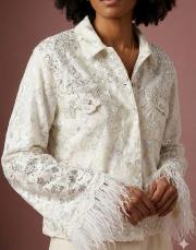 tasarım  güpür detay denim ceket ekru 2