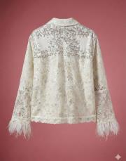 tasarım  güpür detay denim ceket ekru 3