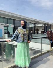 kadın zımpalı tasarım ceket açık mavi