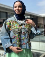 kadın zımpalı tasarım ceket açık mavi 3