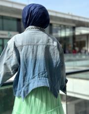 kadın zımpalı tasarım ceket açık mavi 4