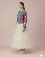 kadın kot ceket mavi 3