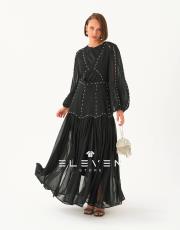kadın incili tasarım elbise siyah 4