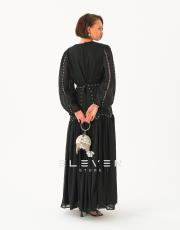 kadın incili tasarım elbise siyah 6