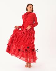 kadın puantiyeli şifon elbise ithal kırmızı 5