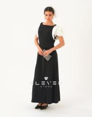 kadın  gül detay kısa kol elbise siyah 4