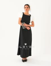 kadın  gül detay kısa kol elbise siyah 5