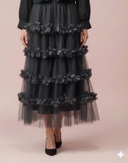 kadın tasarım tül etek siyah