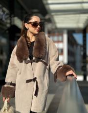 deri detay uzun kürk bej 3