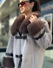 deri detay uzun kürk bej 4