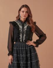 incili tasarım gömlek siyah