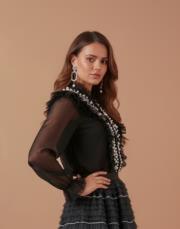 incili tasarım gömlek siyah 2