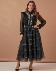 incili tasarım gömlek siyah 4