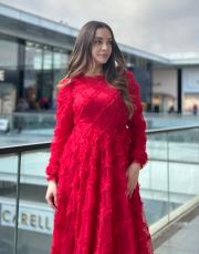 tasarım vintage tül elbise kırmızı 5