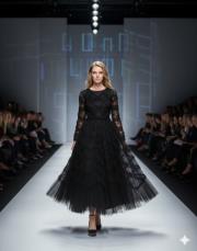 tasarım vintage tül elbise siyah 2