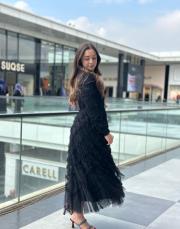 tasarım vintage tül elbise siyah 3