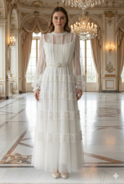 tasarım  tül elbise ekru 3