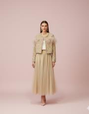 tüylü tasarım ceket kahve