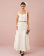 tasarım crop etekli takım krem 2