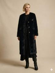 uzun kürk cepli gold düğme siyah 2
