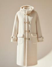 uzun kürk cep ve yaka detay ekru