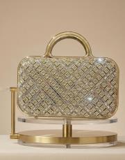 tasarım taşlı çanta gold