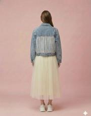 tül detay kot ceket mavi 4