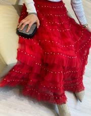 incili tül etek ithal kırmızı 2