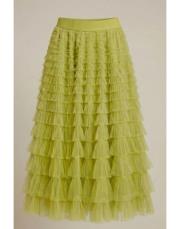 katlı tül etek ithal yağ yeşili