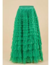 katlı tül etek ithal neon yeşili