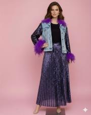 tüy detay kot ceket mavi 4