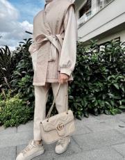 düz deri pantolon bej