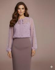 incili bluz ithal pembe