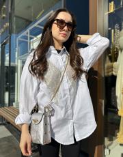 kelebek taş detay gömlek ithal beyaz 3