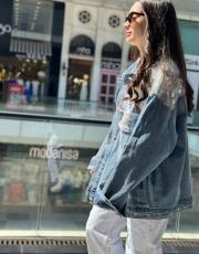 pulpayet detay kot ceket  ithal mavi