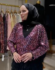 pullu bluz ithal pembe 3