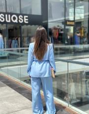 belden ayarlı  keten takım mavi 2