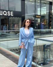 belden ayarlı  keten takım mavi 4