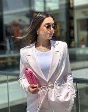 belden ayarlı  keten takım pembe 3