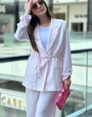 belden ayarlı  keten takım pembe 4