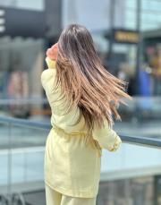 belden ayarlı  keten takım sarı 3