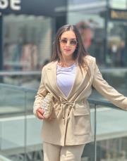 belden ayarlı  keten takım bej 2