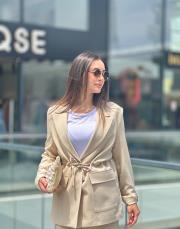 belden ayarlı  keten takım bej 4