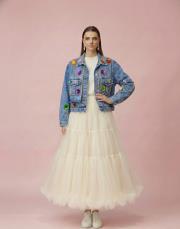 taş detay tasarım kot ceket mavi 3