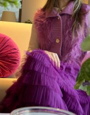 tasarım kürk yelek mürdüm