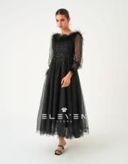 tasarım tüy detay abiye elbise siyah 5