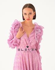 tasarım kol detay elbise mor 2