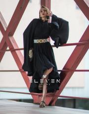 tasarım volanlı kol elbise siyah