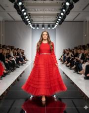 tasarım vintage tül elbise kırmızı 2